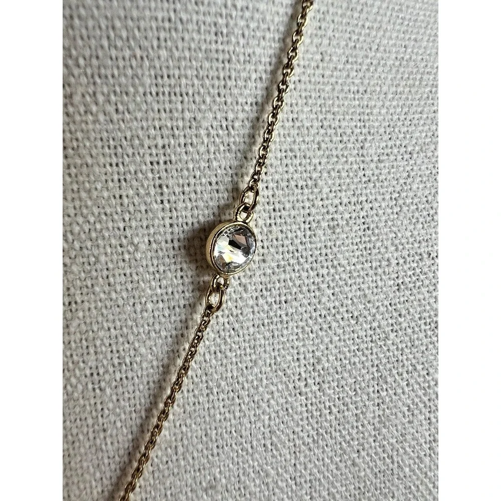 Alexa's Angels Gold Tone Necklace Sunburst Charm Crystal Dainty Minimalist‎ 17